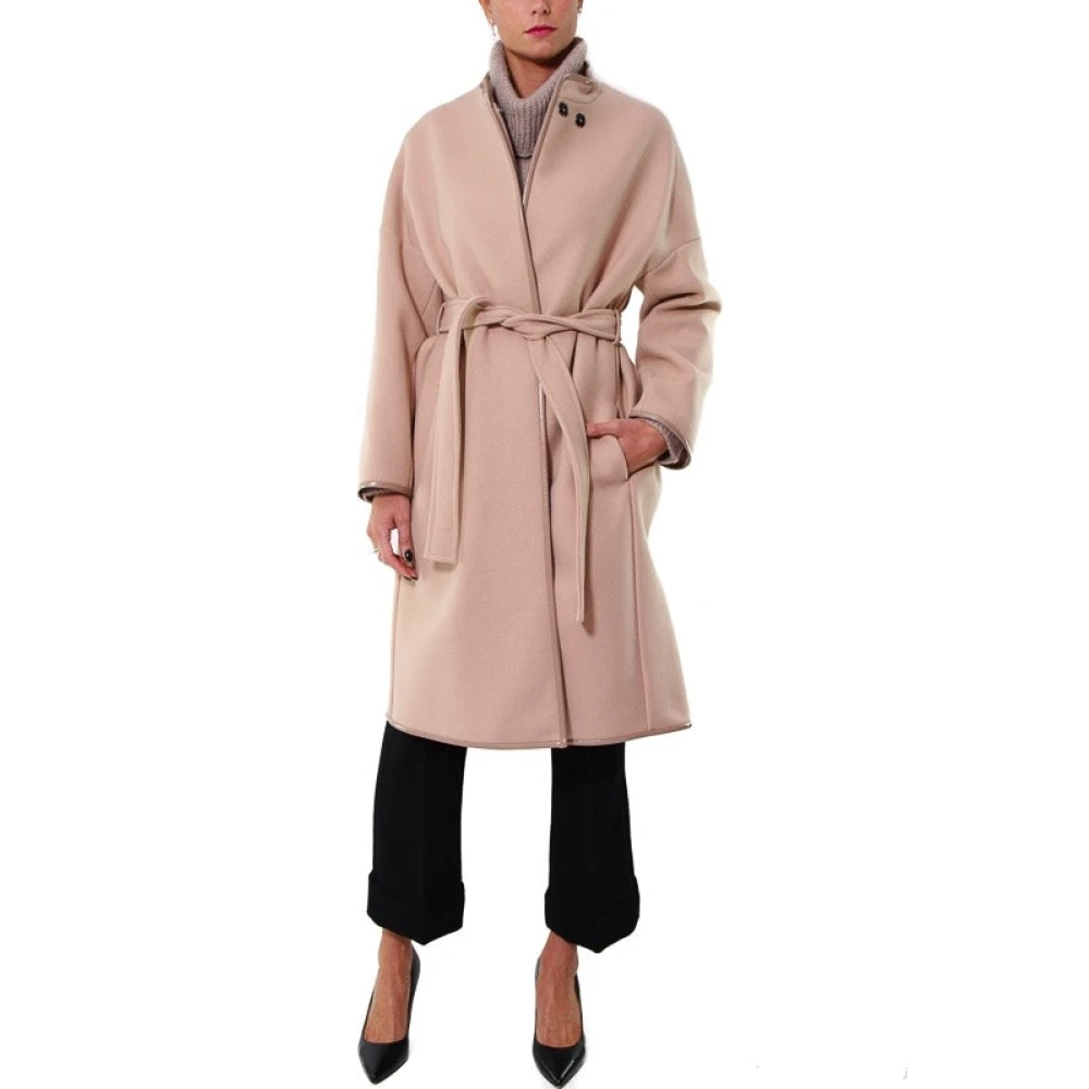 pinko Oversized wollen jas met details van imitatieleer Pink Dames