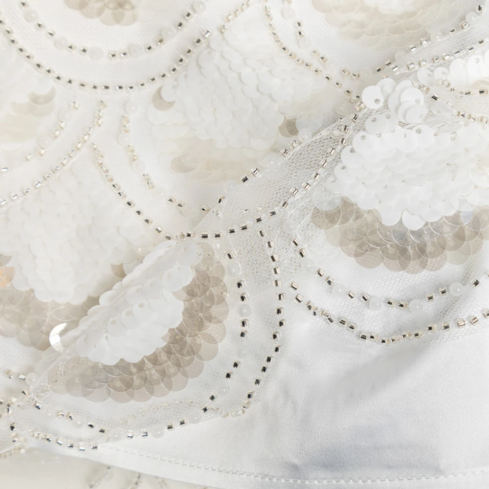 Rotate Birger Christensen Sequin en Bead Crop Top White Dames