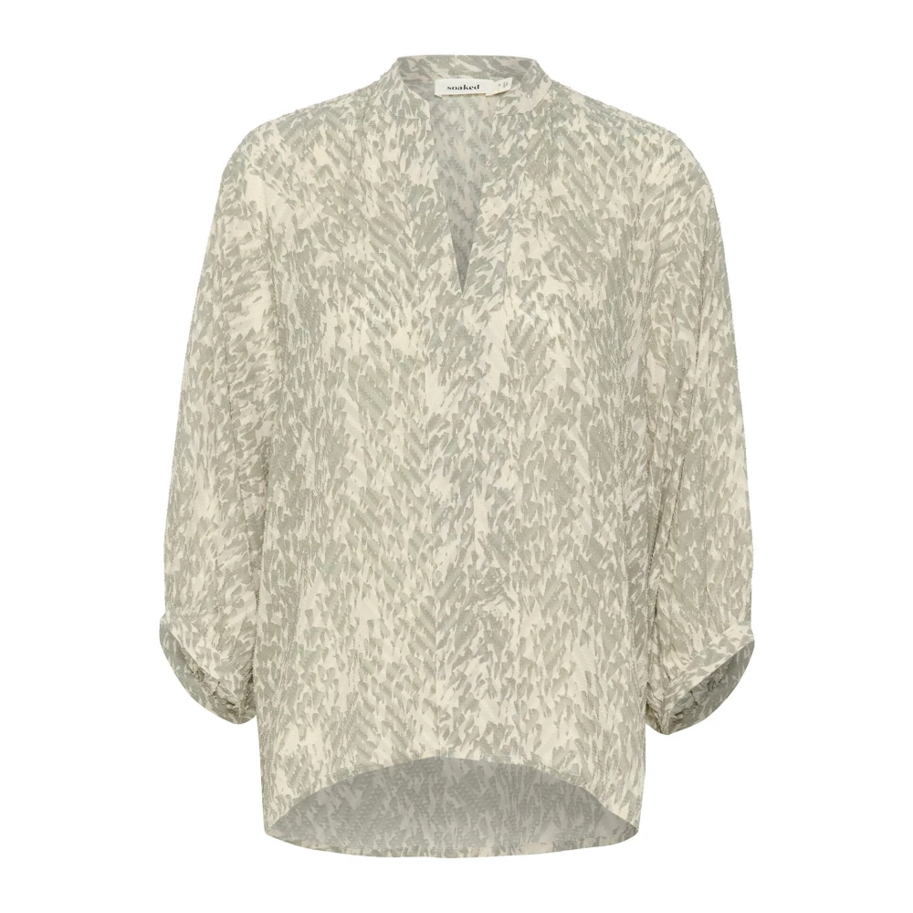 Soaked In Luxury Women's Beige Blouses, Xs, Shadow Drop Print Blouse