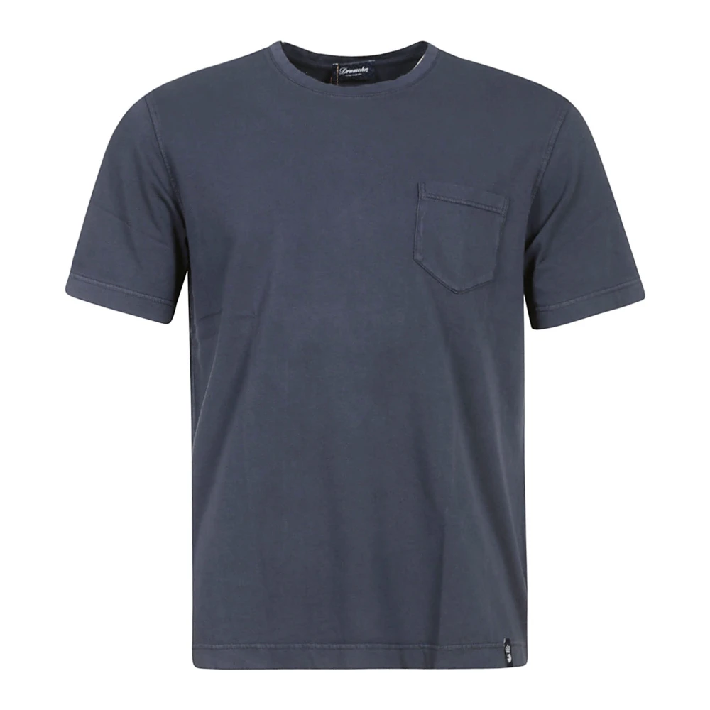 Drumohr Blauw Katoenen T-shirt met Borstzak Blue Heren