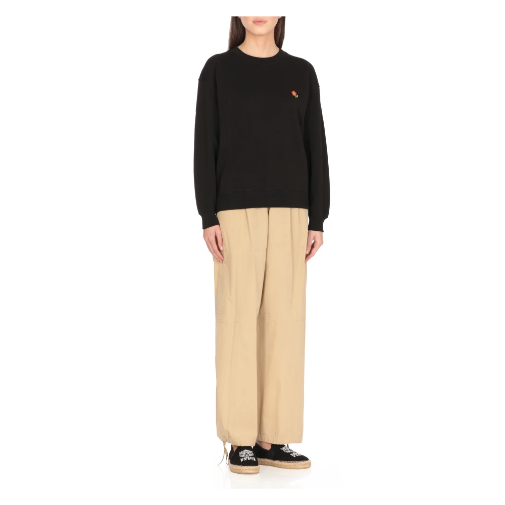 Kenzo Zwarte Katoenen Sweatshirt met Bloemenborduursel Black Dames