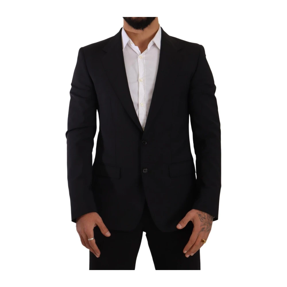Dolce & Gabbana Mannelijk Zwart Kostuums Heren, M, Tweed, Elegant Martini Slim Fit Pak