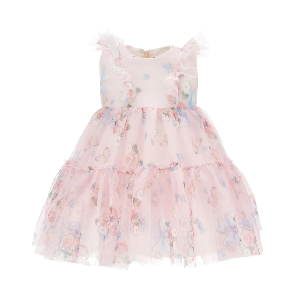Monnalisa , Kids Occasion Wear, Female, Multicolor, 2 Y, Floral Tulle Dress