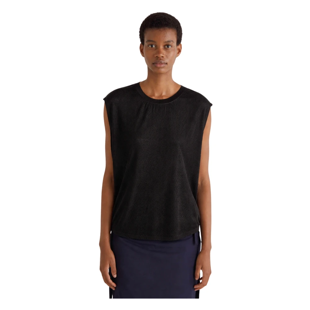 Meimeij Black Sleeveless Tops, Female, 2XL, Maglia Smanicata Girocollo Dalla Linea Morbida