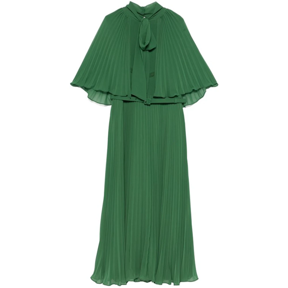 Self Portrait Groene Chiffon Cape Midi Jurk Green Dames