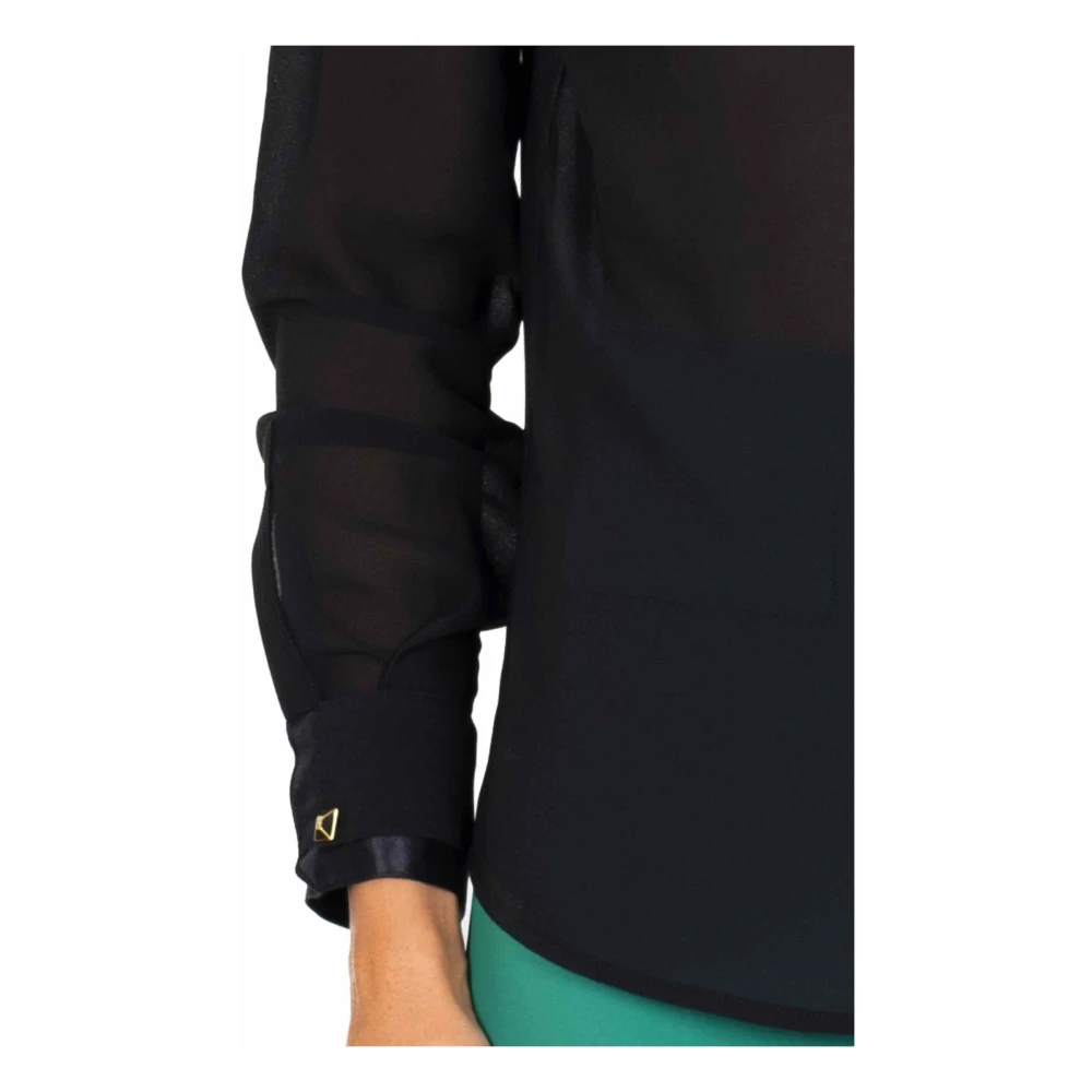 Elisabetta Franchi Georgette Shirt met Studs Black Dames