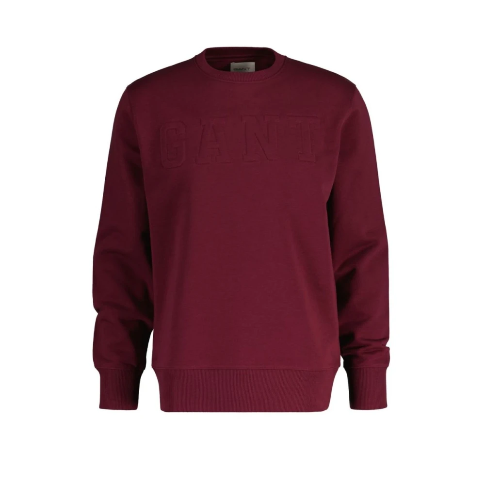 Gant Ronde Hals Geëmbosseerde Sweater Red Heren