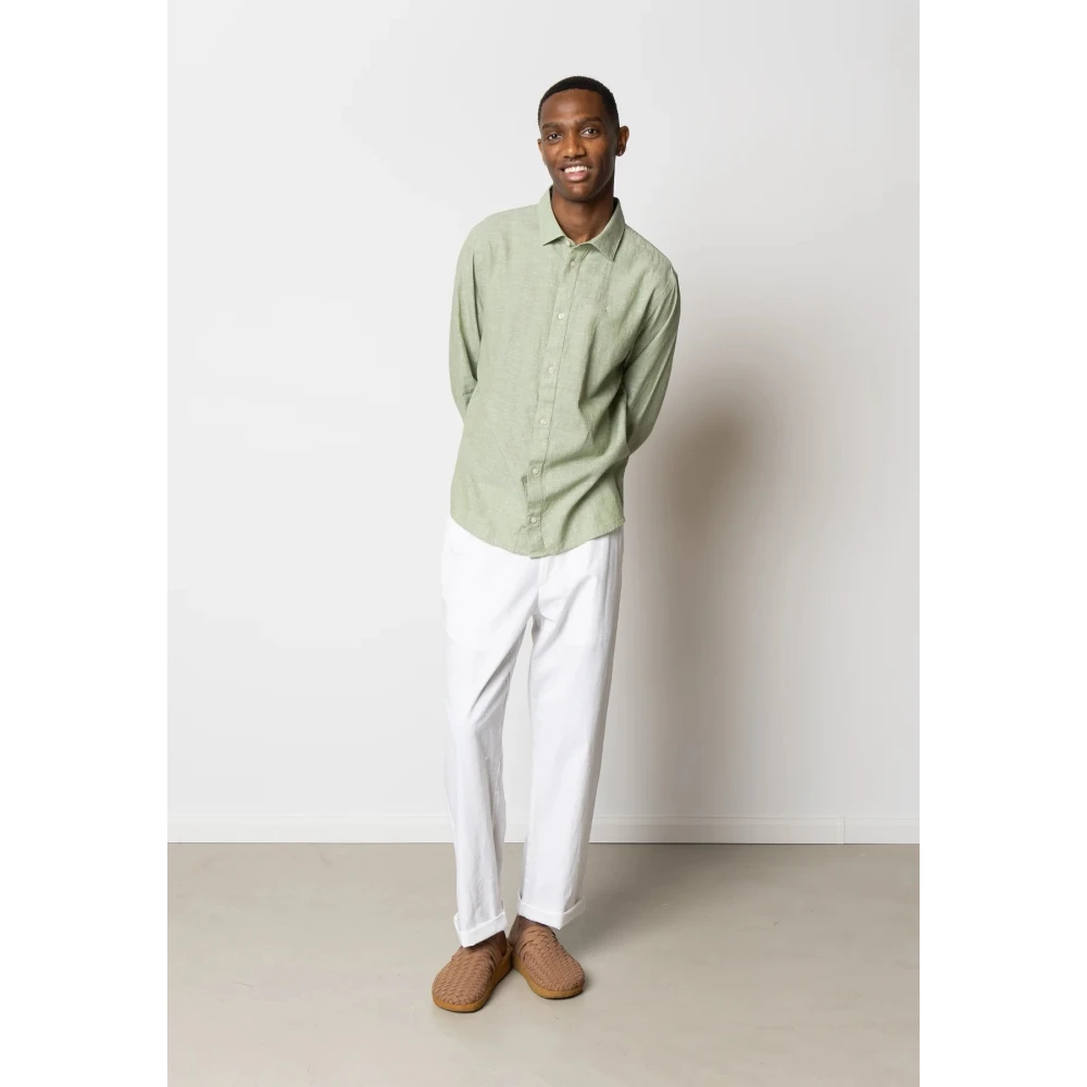 Clean Cut Katoen Linnen Shirt voor Casual Look Green Heren