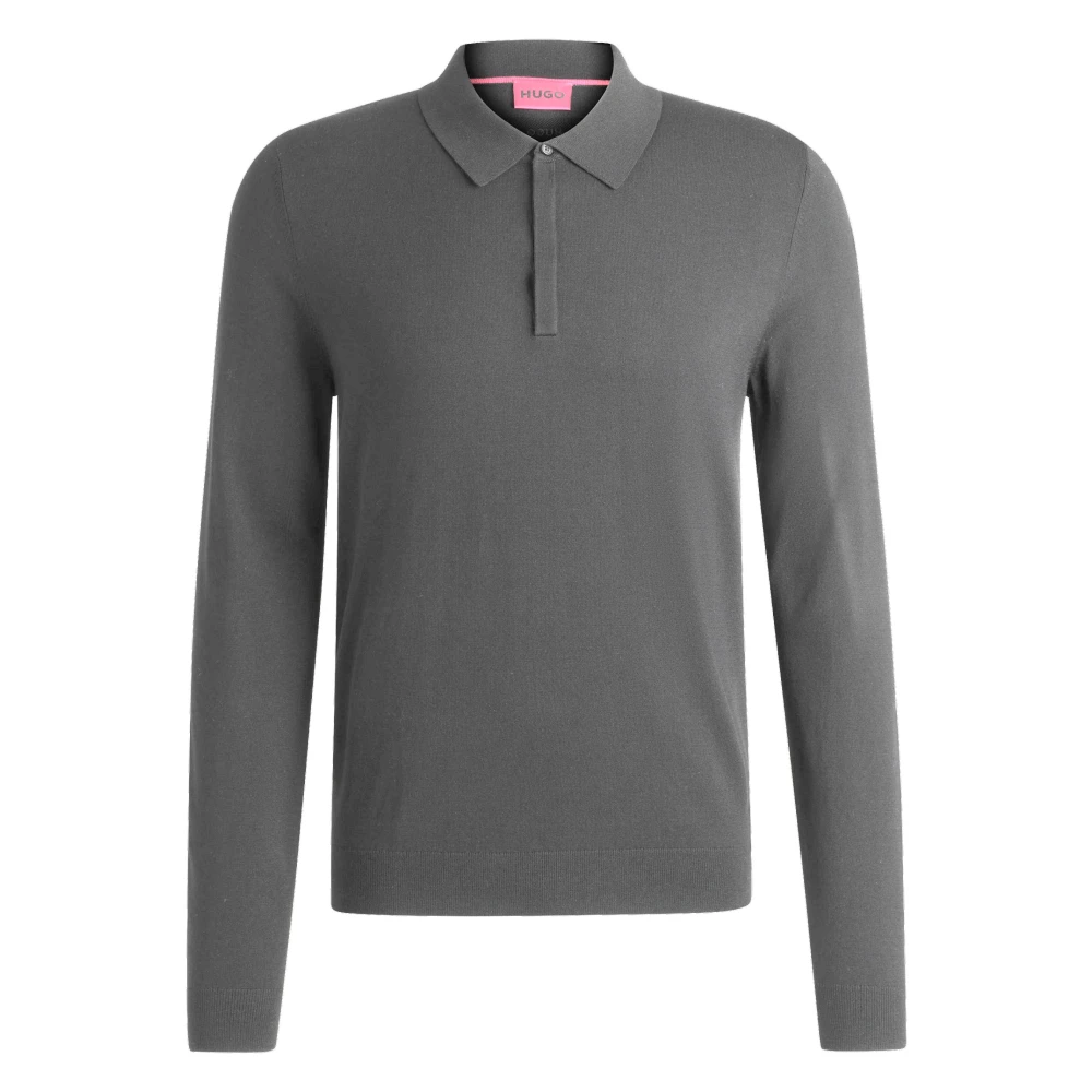 Hugo Boss Gebreide polotrui met verborgen knopen Gray Heren