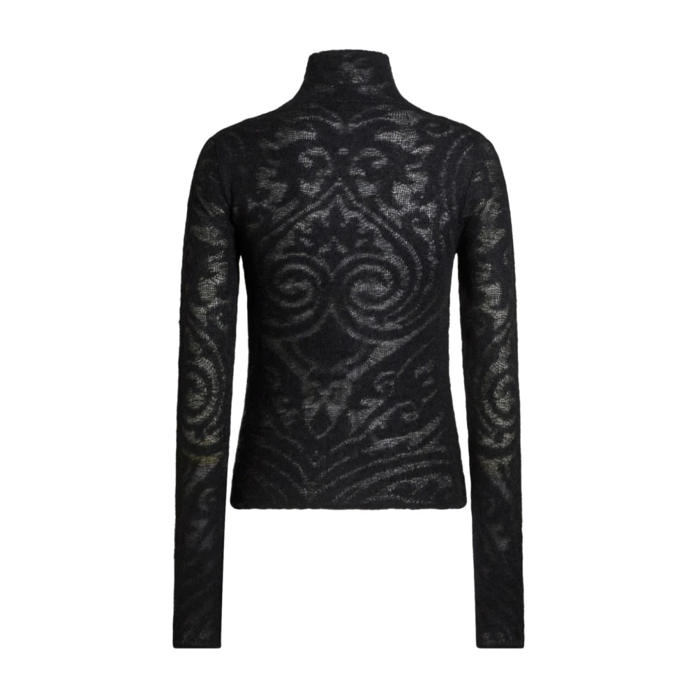 ETRO Alpaca en Mohair Jacquard Trui Black Dames