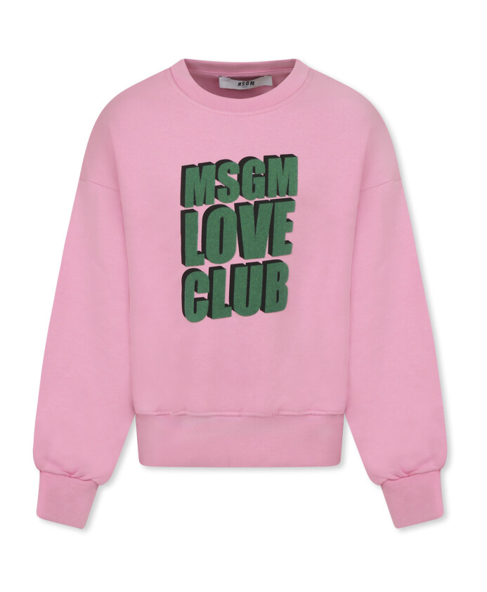 sweatshirt-en-coton-polaire-rose-avec-logo-vert