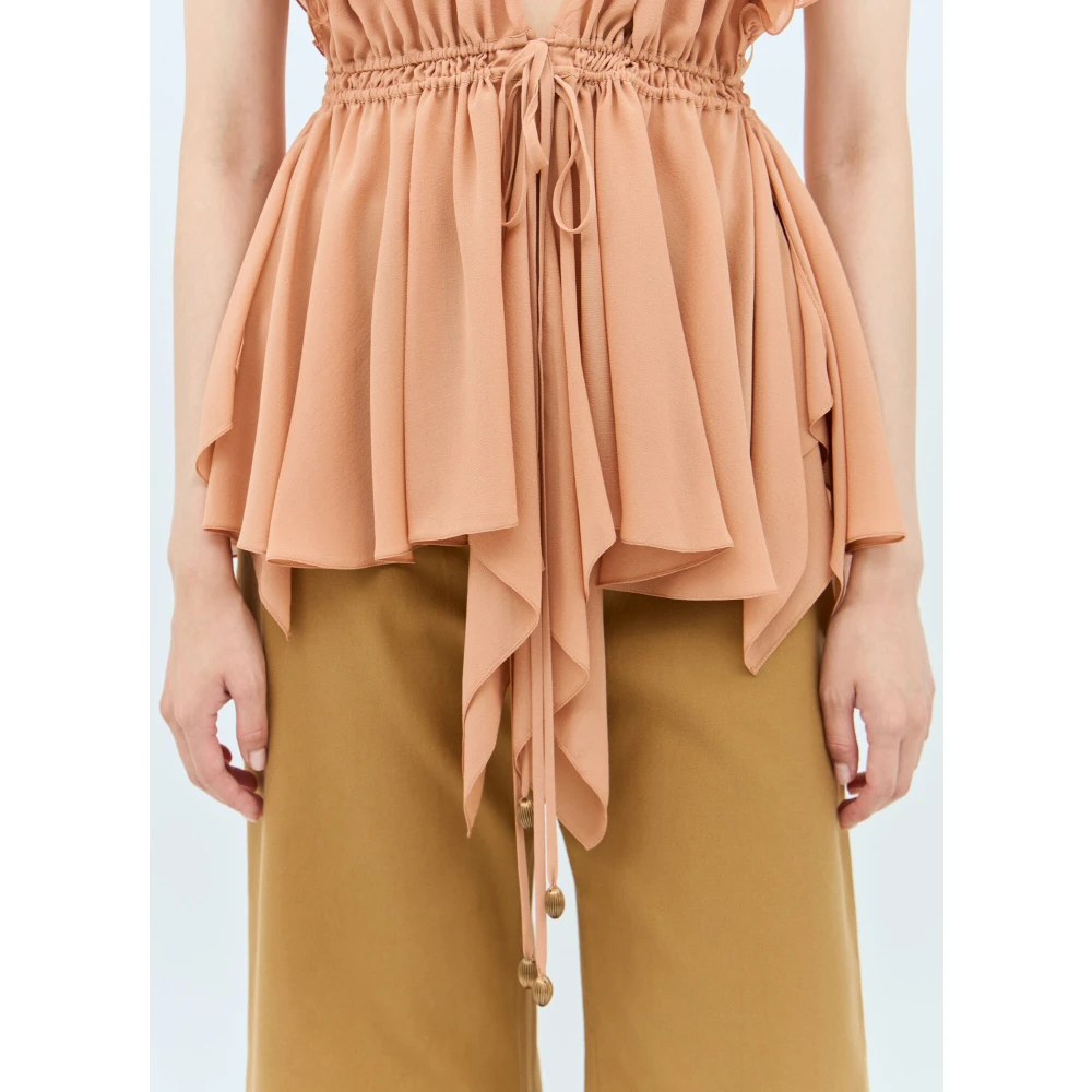 Chloé Zijden Gerimpelde Camisole Top Beige Dames