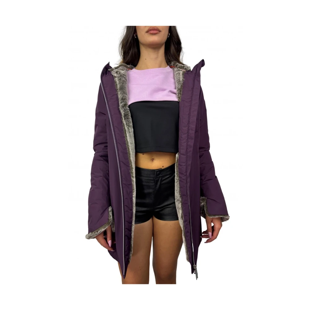 Suns Paarse Marmeren Hoodie Bontjas Purple Dames
