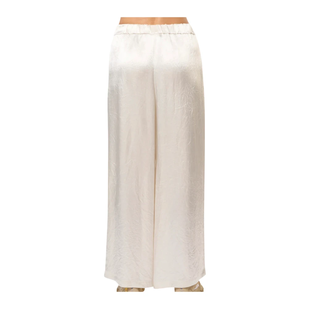 Max Mara Witte zijden rechte cropped broek White Dames