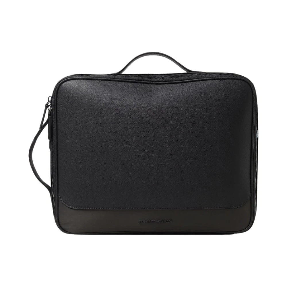 Emporio Armani Men's Black Briefcase Hand Shoulder Zip Rectangular