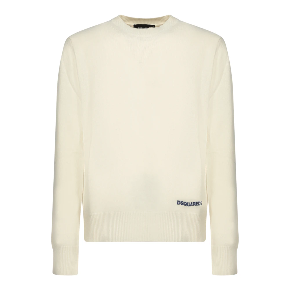 Dsquared2 Vit Stickad Tröja Aw24 White, Herr