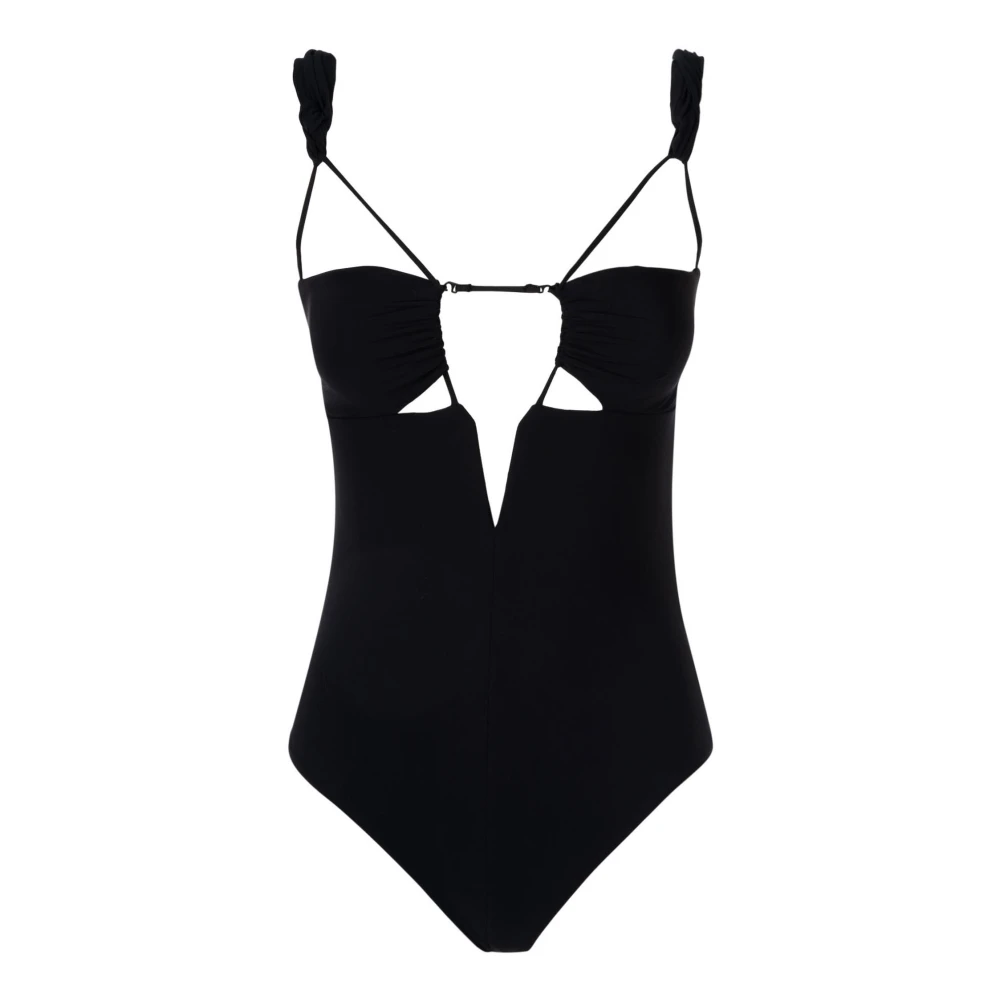 Nensi Dojaka Zwarte verzamelde bh badpak Black Dames