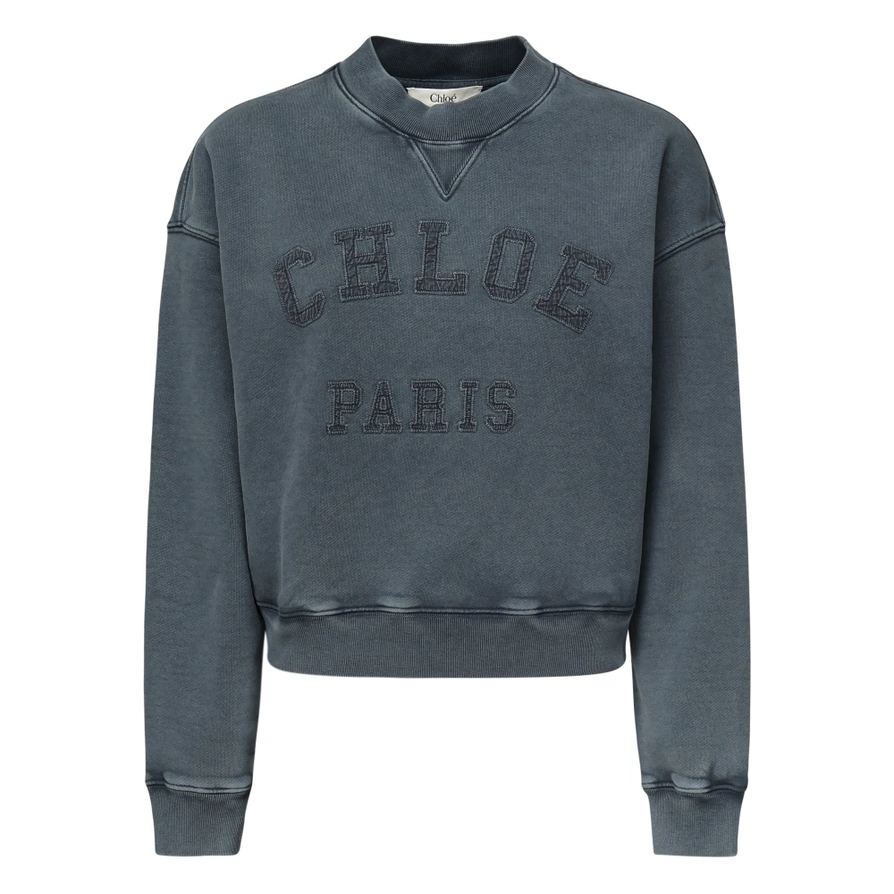 Chloé Blauwe Ronde-Hals Sweater Kort Ontwerp Blue Dames
