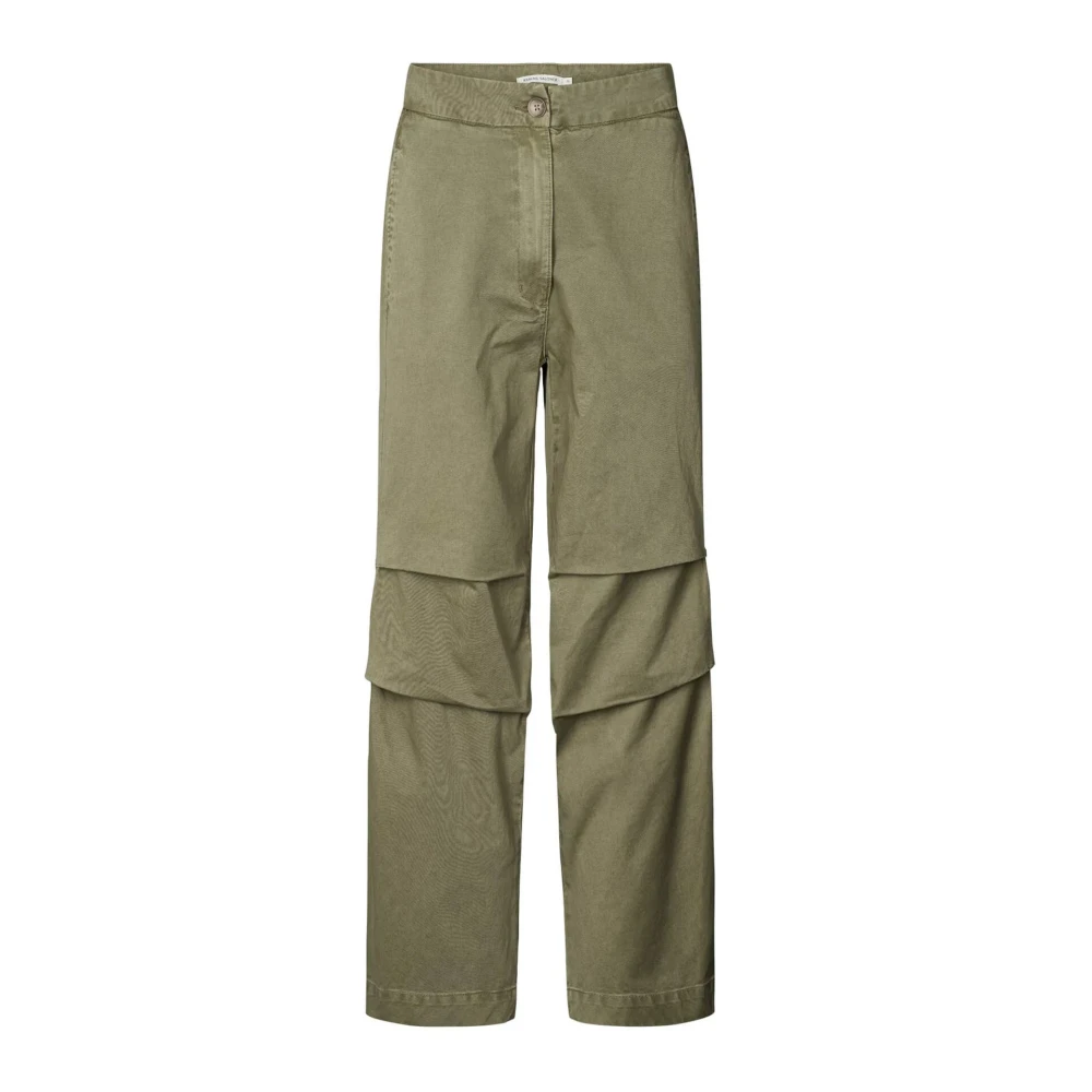 Rabens Saloner Geplooide Alphas Broek Burnt Olive Green Dames