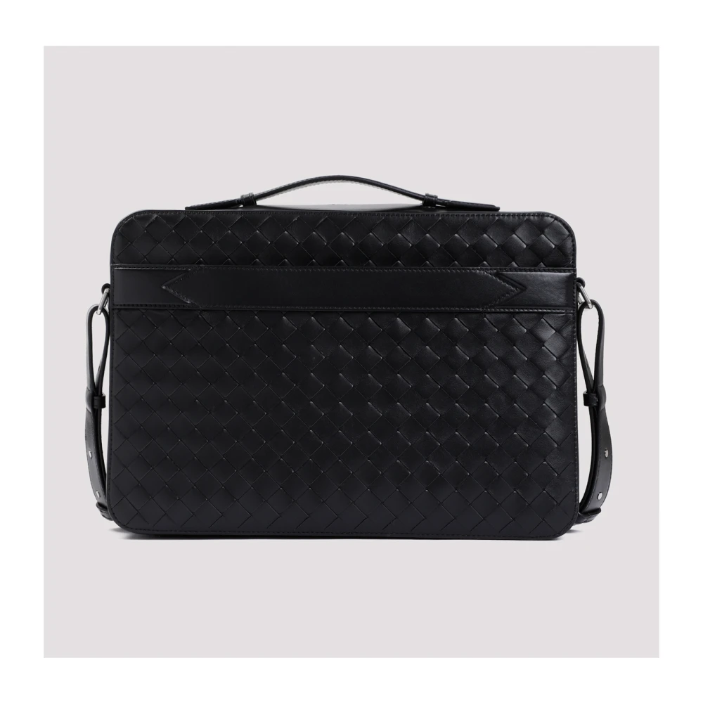 Bottega Veneta Zwarte Leren Aktetas voor Mannen Black Heren