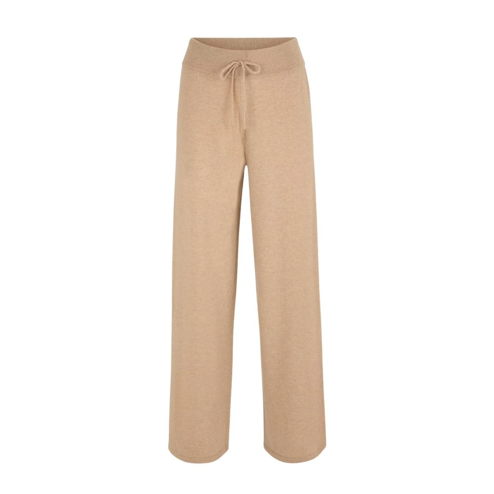 Juvia Wijde Cashmere Blend Gebreide Broek Brown Dames