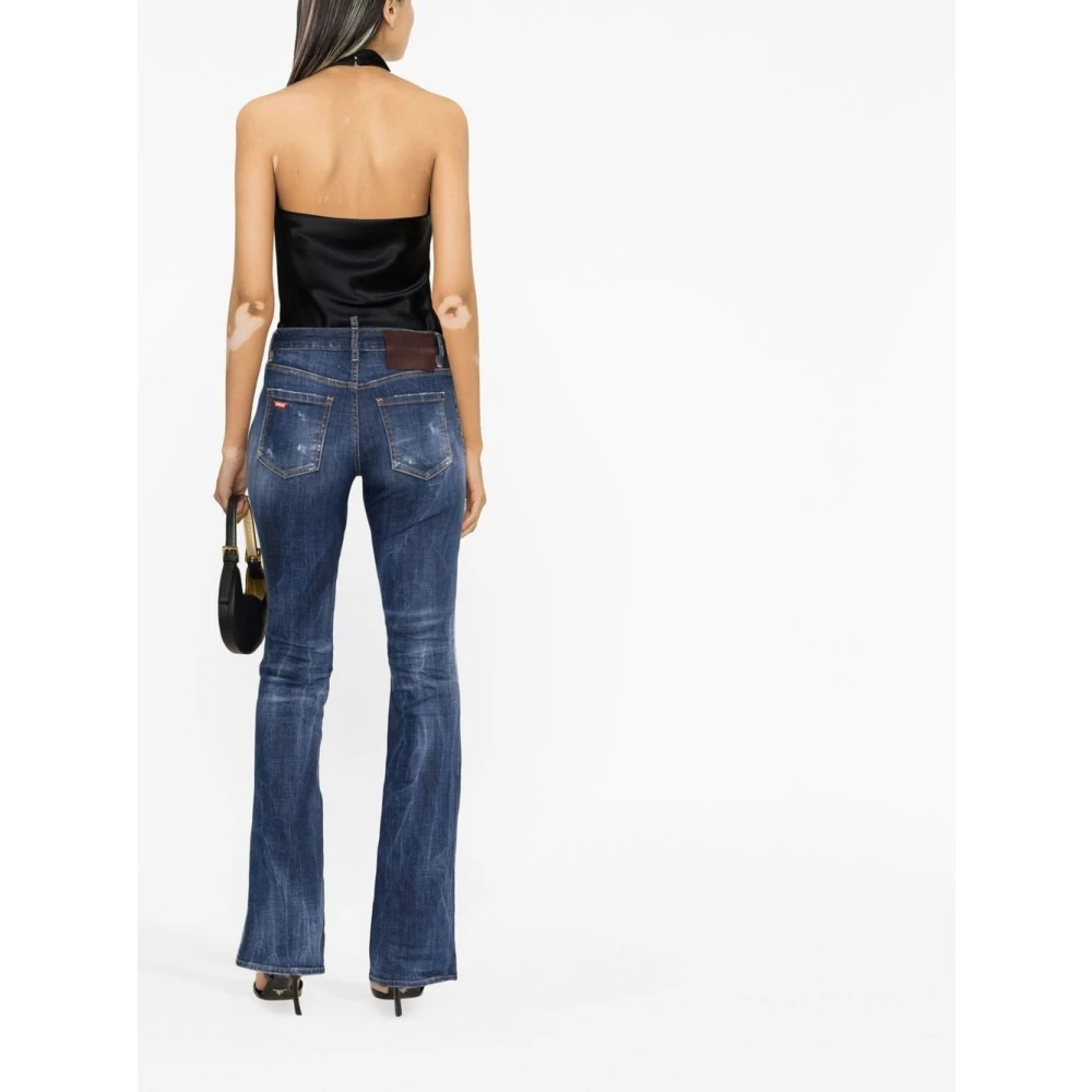 Dsquared2 Uitlopende Versleten Jeans Blue Dames