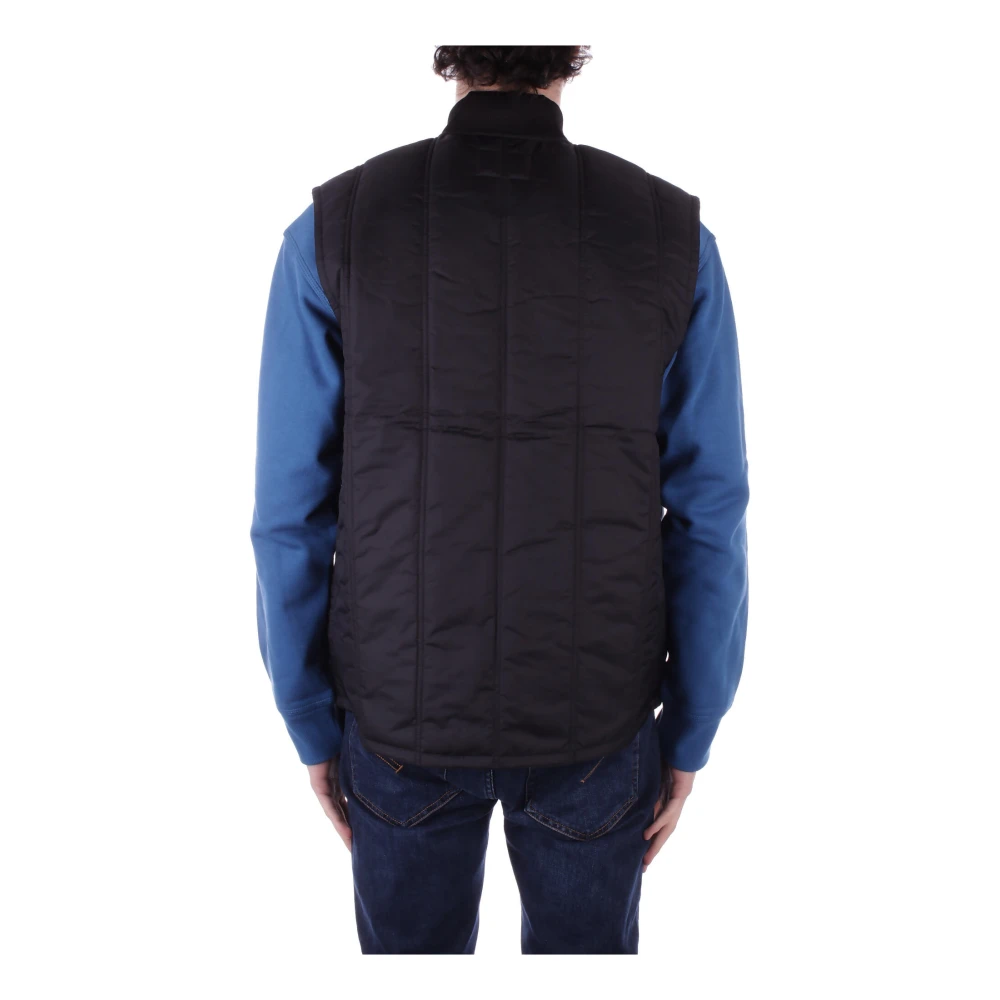 Carhartt WIP Zwarte Mouwloze Logo Voorkant Rits Jas Black Heren