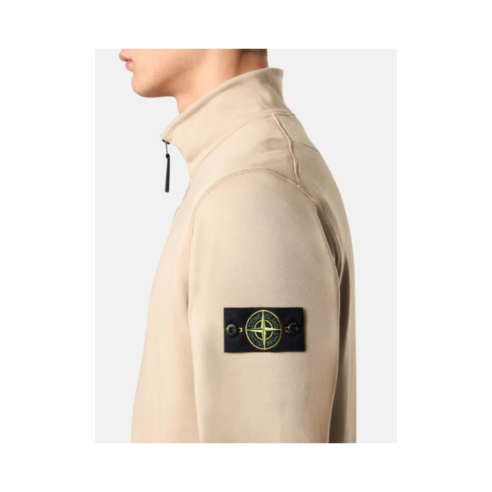 Stone Island Woestijn Half Zip Katoenen Sweatshirt Beige Heren