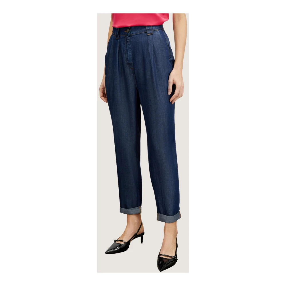 Motivi Tencel™ Wortelbroek met elastische taille Blue Dames