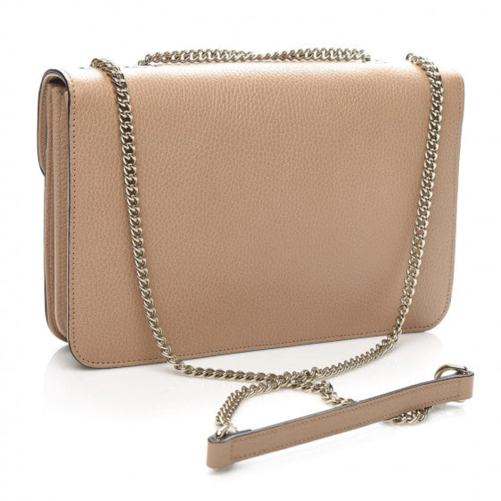 Gucci Camelia Leren Handtas met Kettingriem Beige Dames