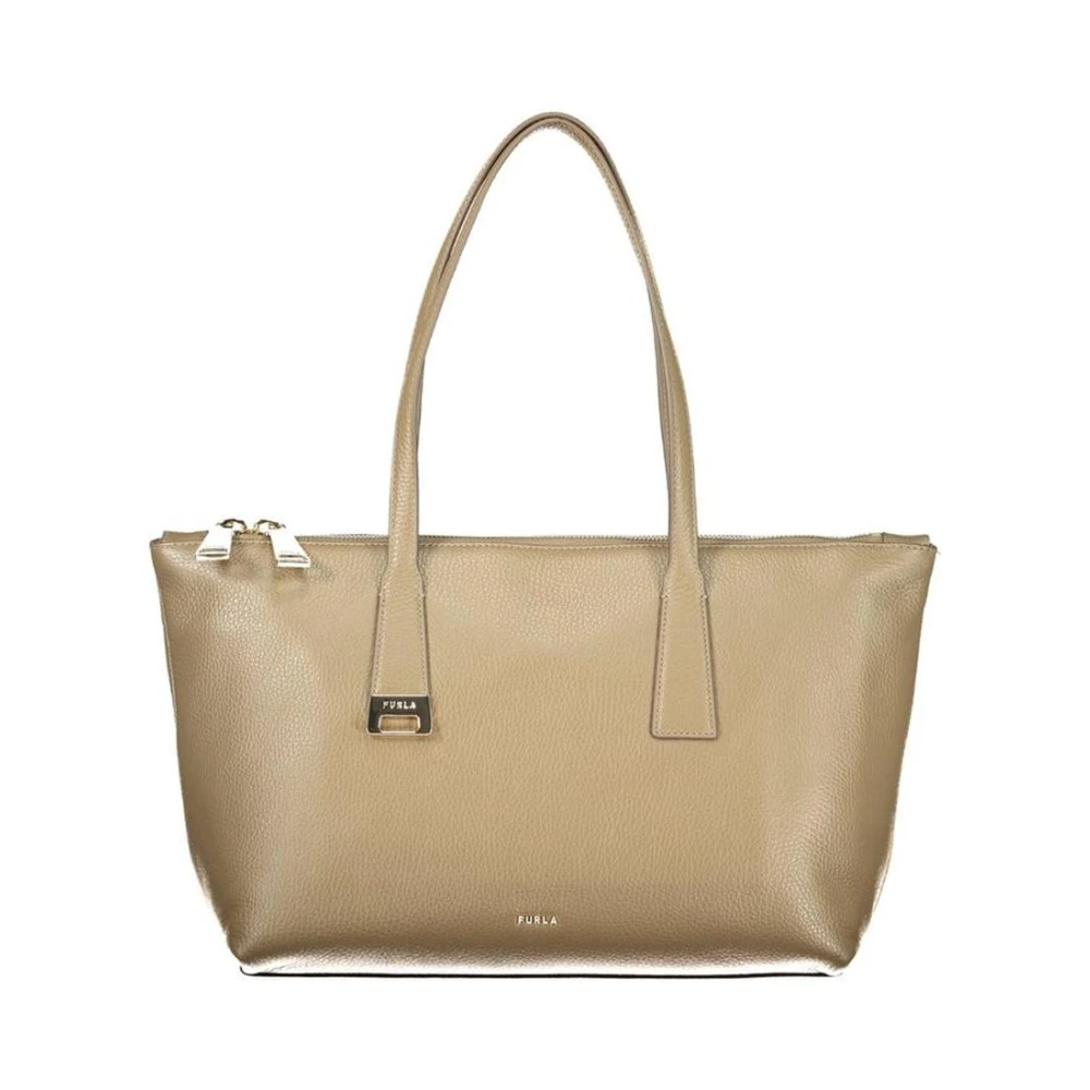 Furla Leather Tote Bag - Female - Shopping Bags - Green - One Size - Bags