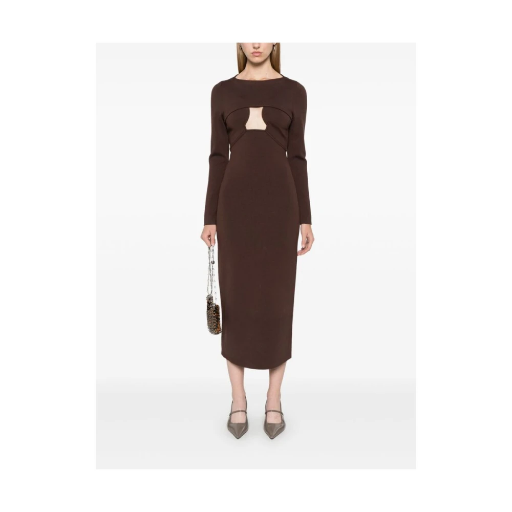 Cult Gaia Gebreide Koffiebruine Jurk met Uitsnijding Brown Dames