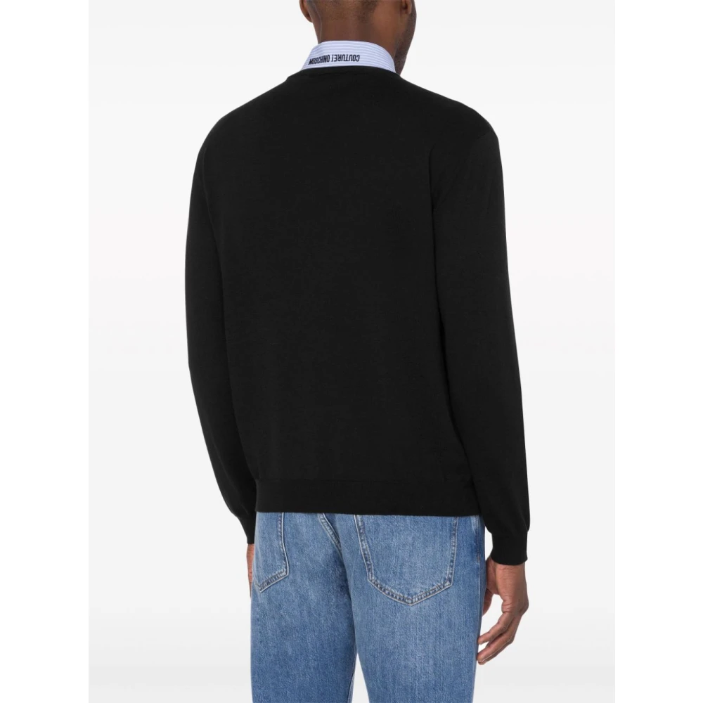 Moschino Gelaagd Ontwerp Sweater Overhemdkraag Black Heren