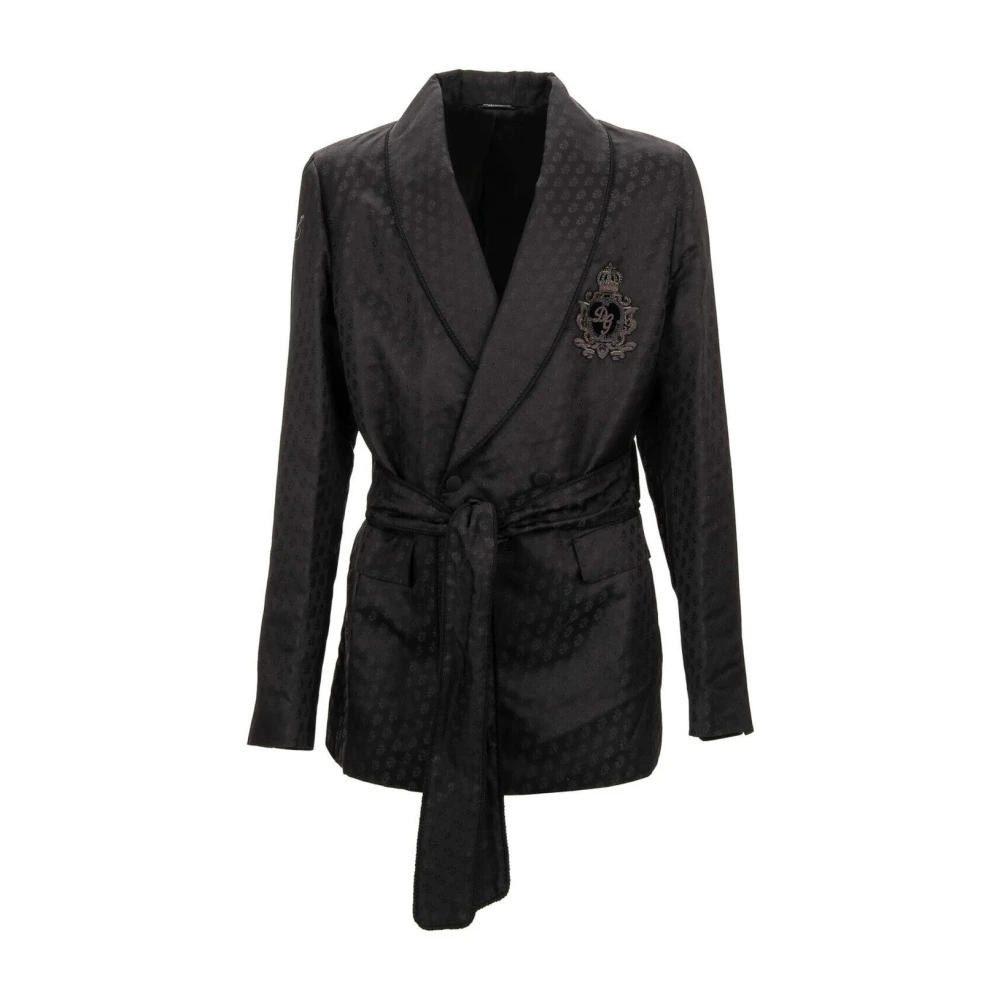 Dolce & Gabbana Jacquard Tuxedo Jacket met Geborduurd Logo Black Dames
