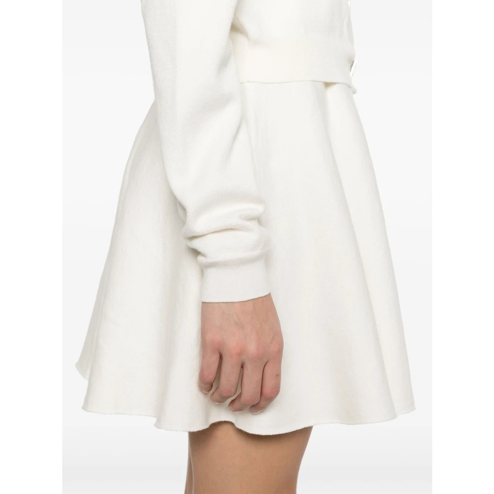 Rotate Birger Christensen Rok met geribbelde zoom en elastische tailleband White Dames