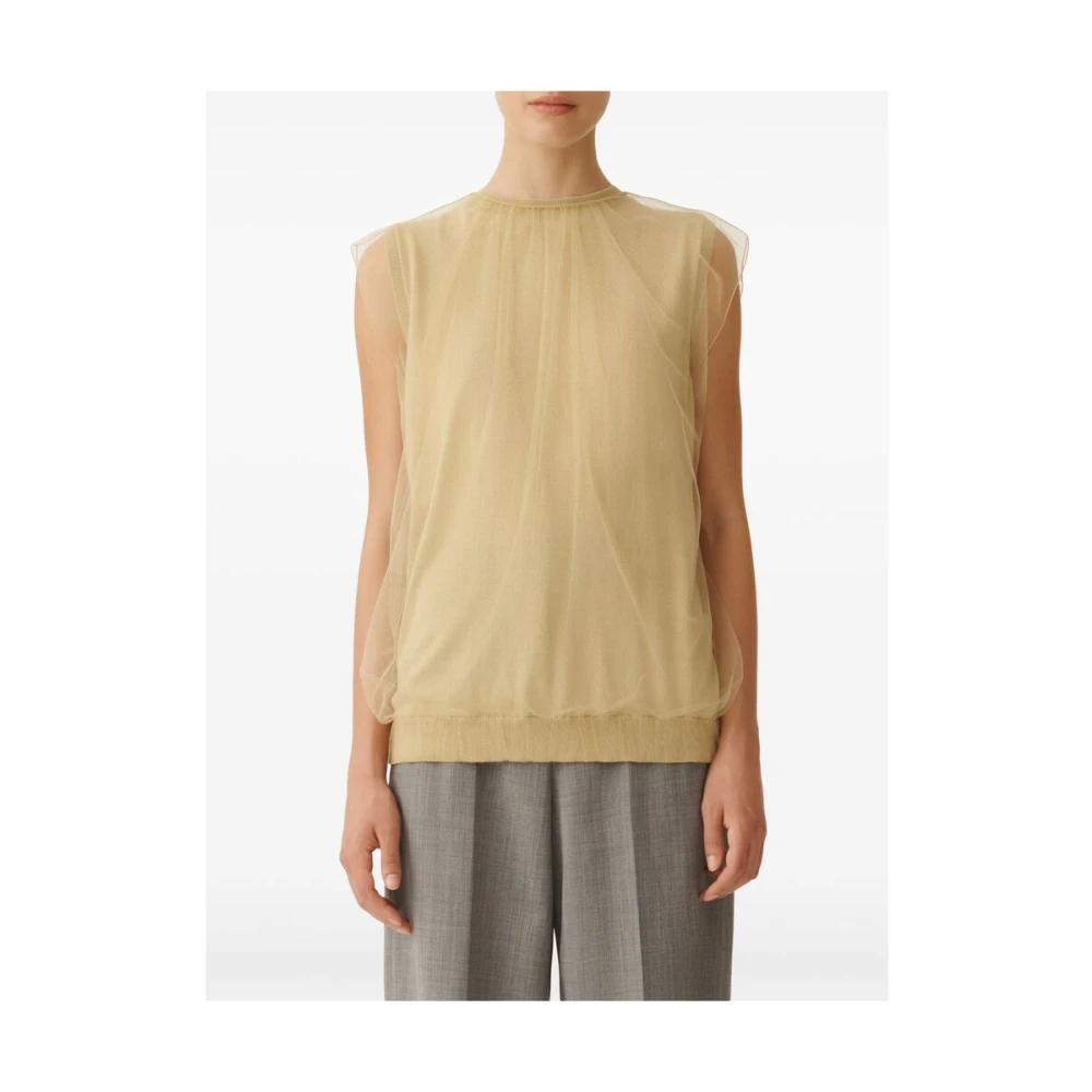 Fabiana Filippi Goudkleurige Crew Neck Mouwloze Sweater Beige Dames