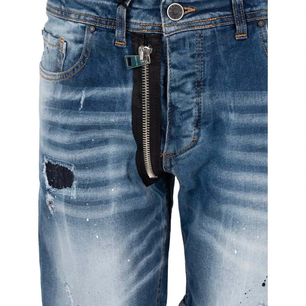 Xagon Man Vintage Denim Shorts met Unieke Details Blue Heren