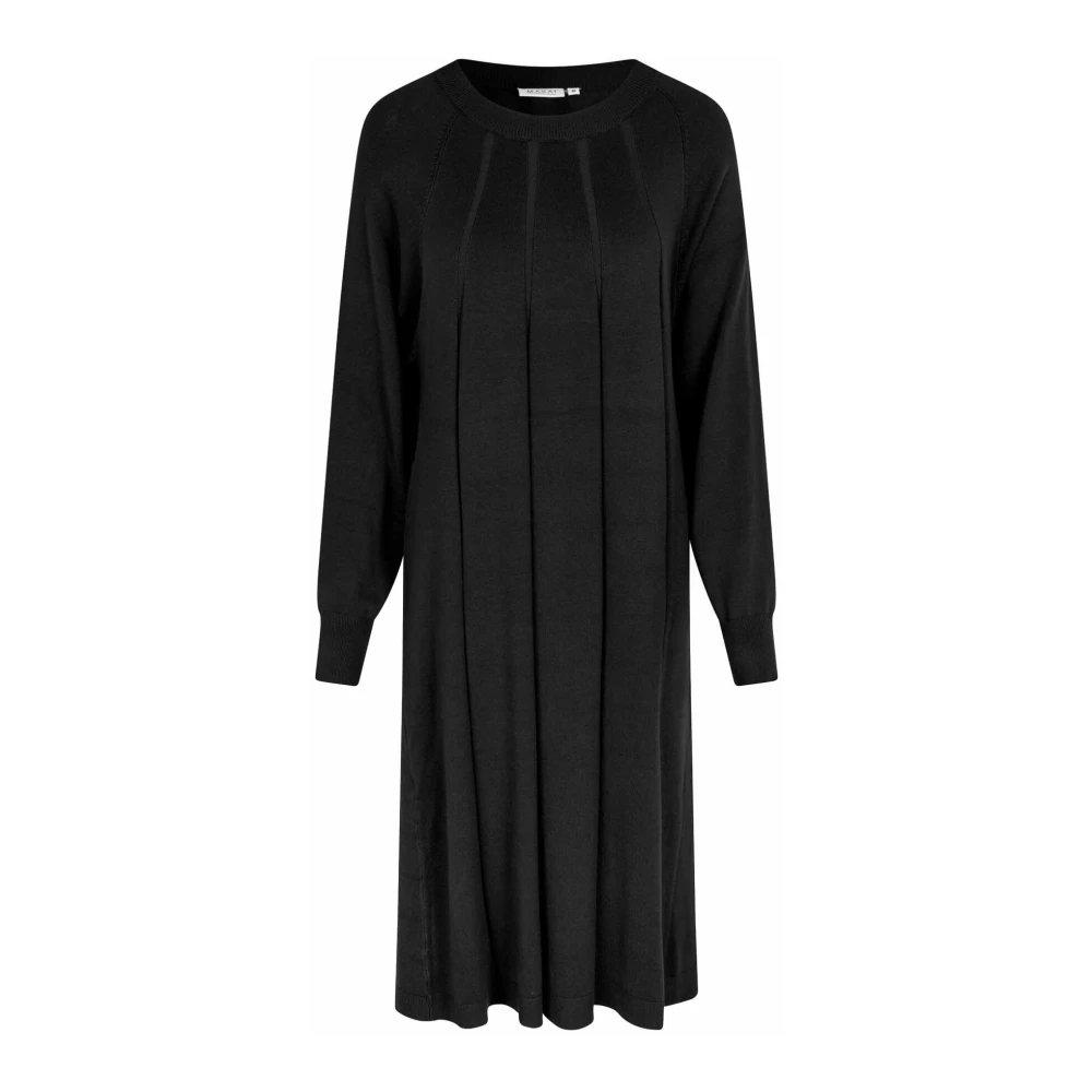 Masai Eenvoudige Gebreide Jurk Zwart Black Dames
