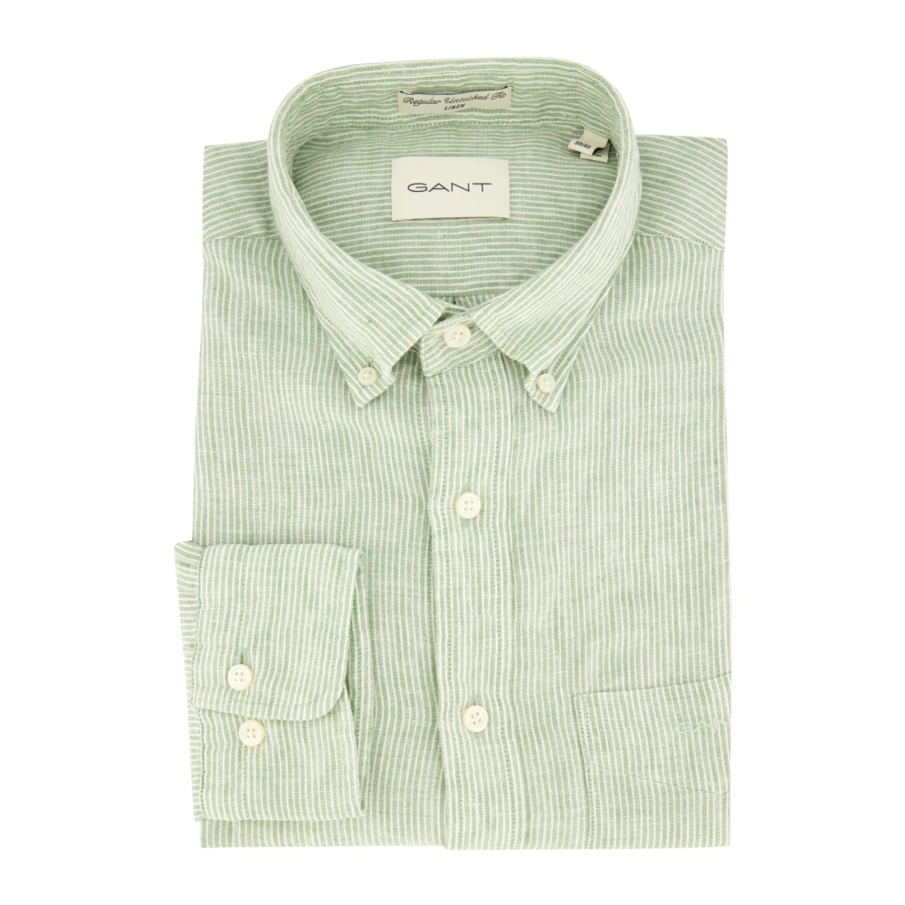 Gant Casual Groene Overhemd Green Heren