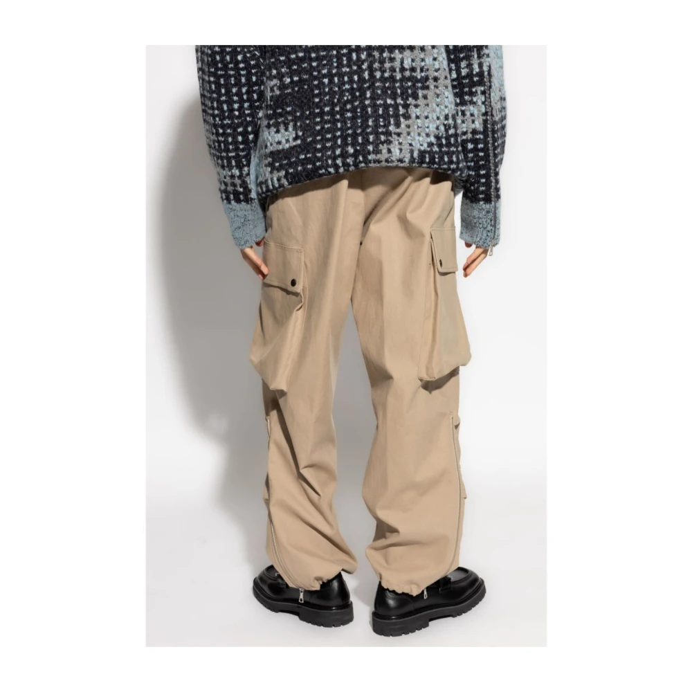 Dries Van Noten Cargo broek met 3D-zakken Brown Heren