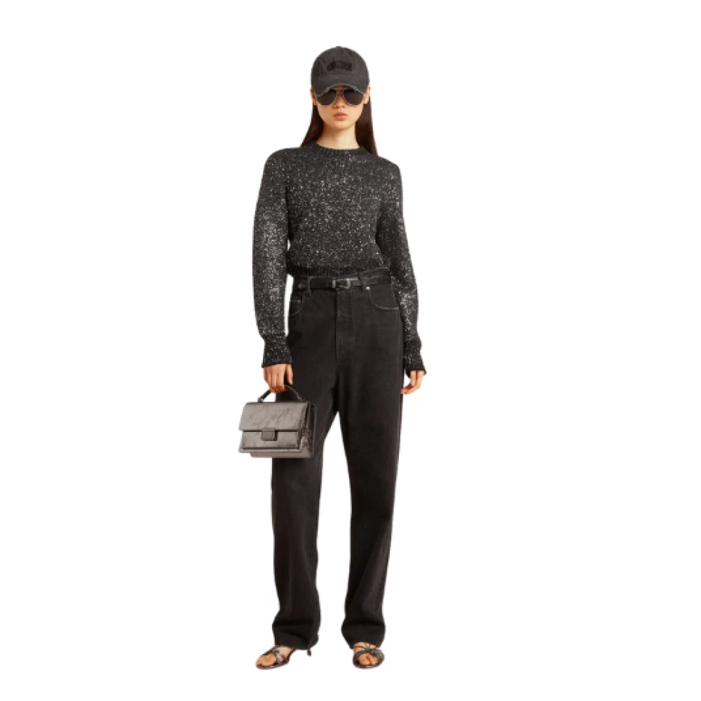 Golden Goose Sequin Cropped Sweater Journey Collection Black Dames
