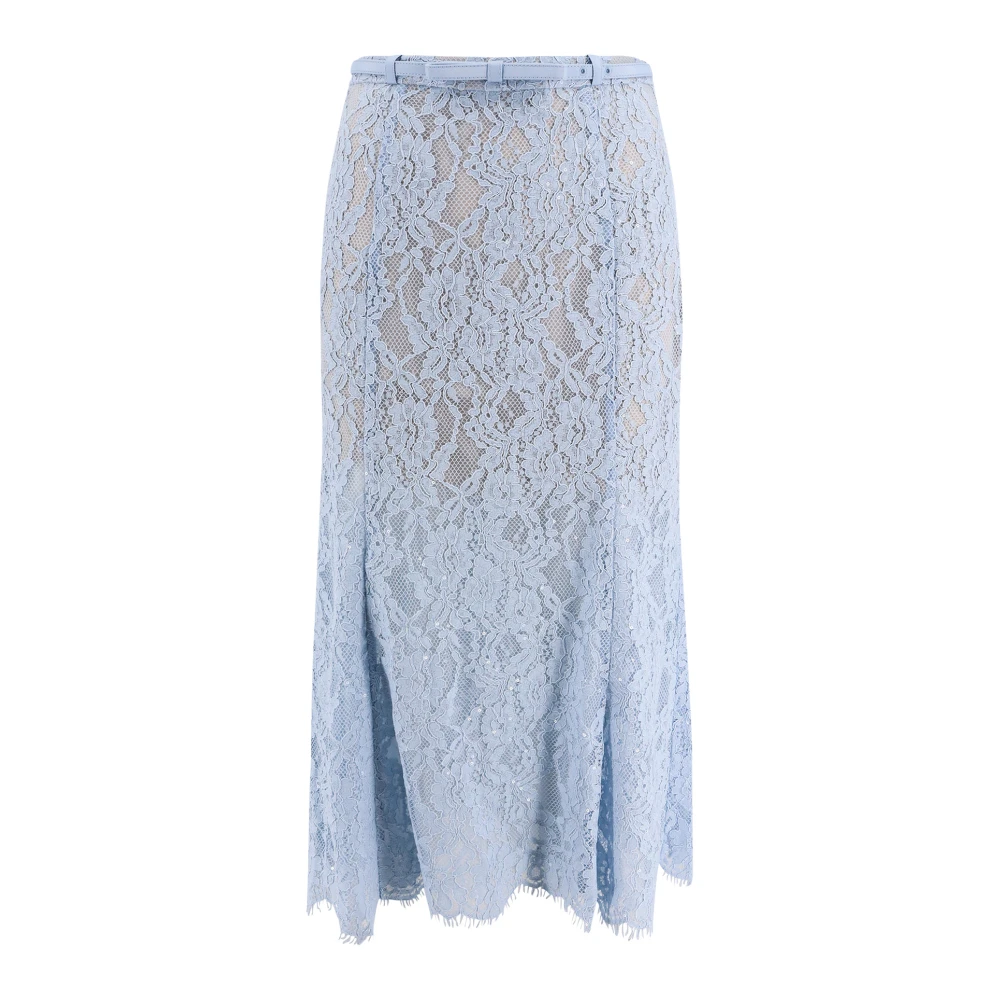 Self Portrait Kanten rok met borduursel en riem Blue Dames