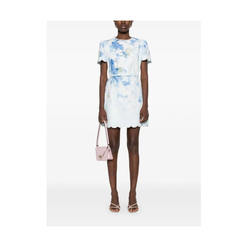 Zimmermann Bloemenprint Blauwe Jurk Kristalversiering Blue Dames