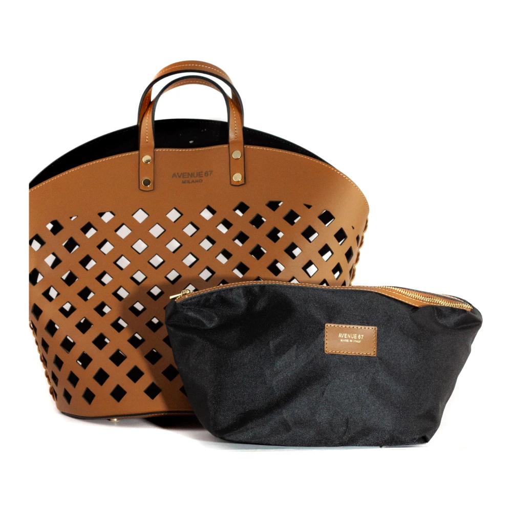 Avenue 67 Bruin leren shopper tas met geperforeerd ontwerp Brown Dames
