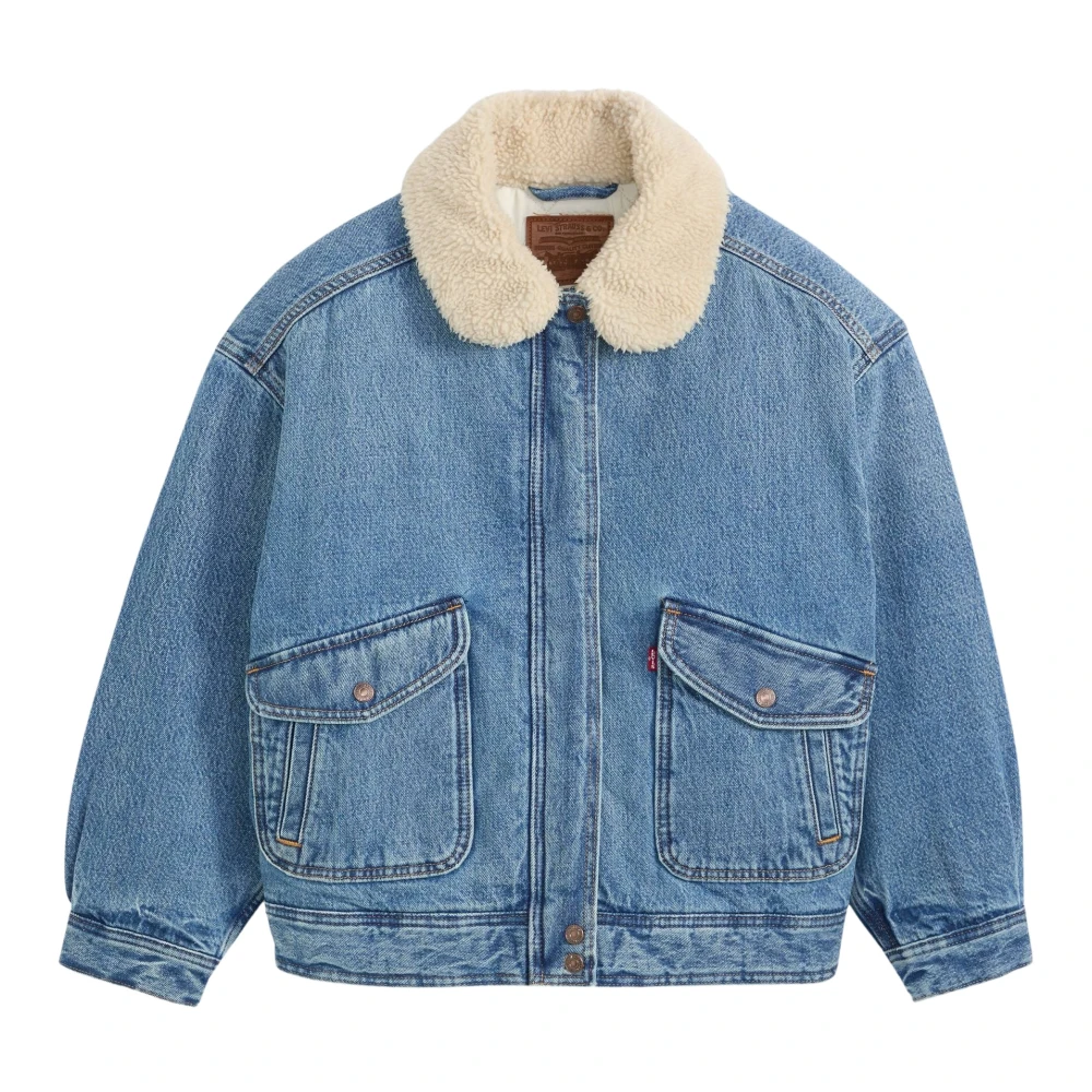 Levi's Women's Blue Sherpa Bomber 1 Turning Heads - Denim Jackets - S - Jackets