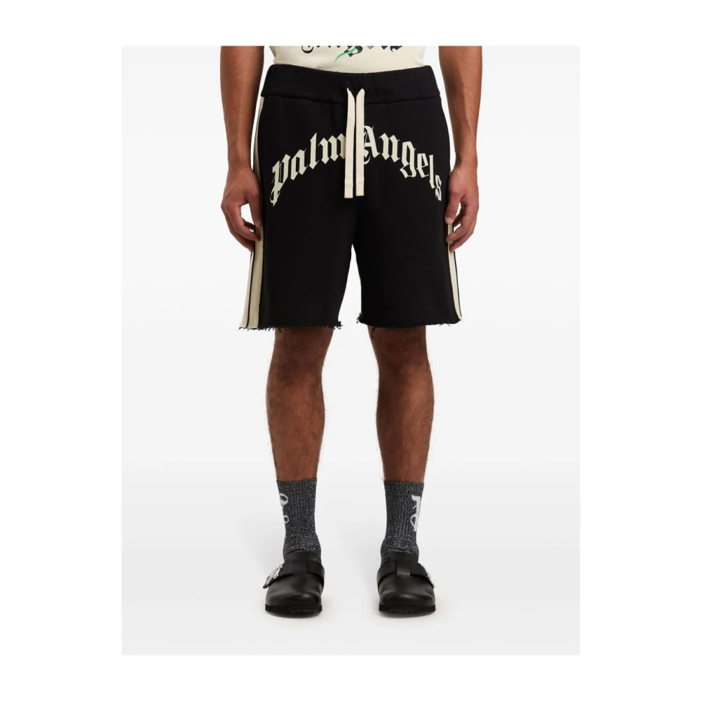 Palm Angels Zwarte Shorts met Streepdetail Black Heren