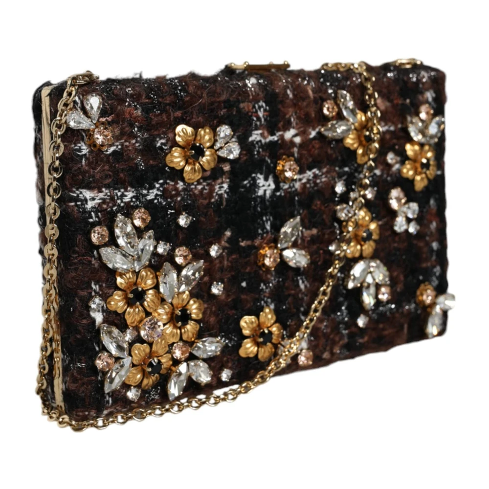 Dolce & Gabbana Bloemen Tweed Crossbody Clutch Tas Multicolor Dames