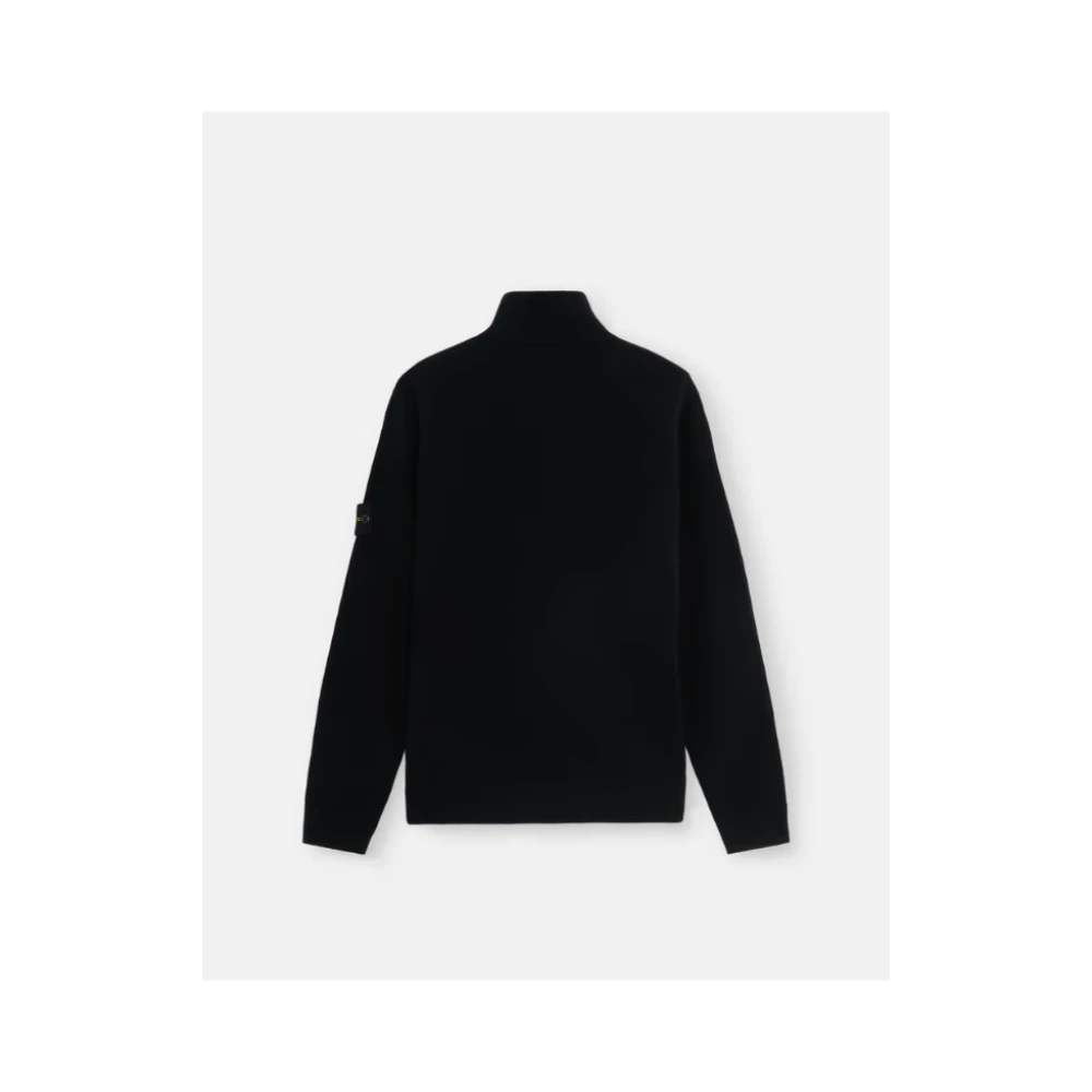 Stone Island RWS-gecertificeerde Wol Half Zip Sweater Black Heren