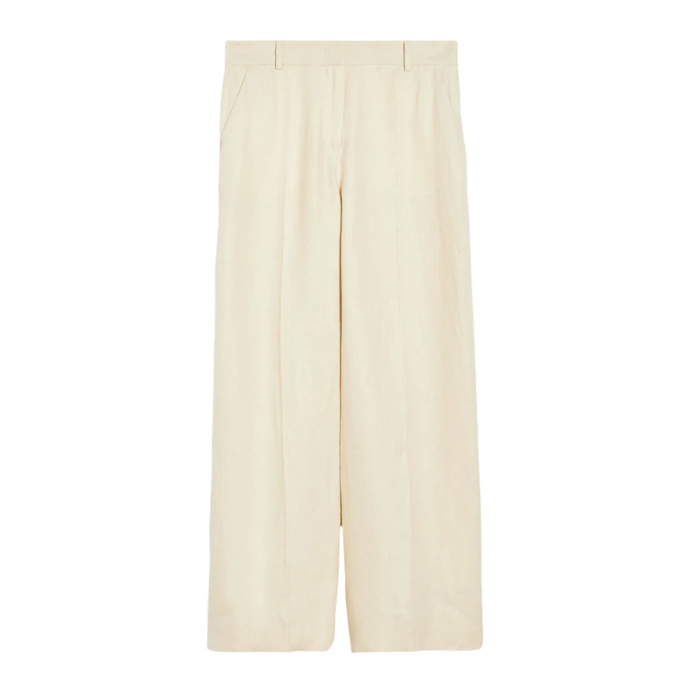 Max Mara Weekend Wijde Linnen Broek Beige Dames