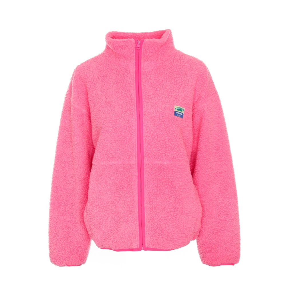 American vintage Gezellig Fleece Jack met Rits Pink Dames